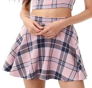 Aeropostale Pink blue plaid mini short pleated flounce skirt Early 2000s (size S) thumbnail 1