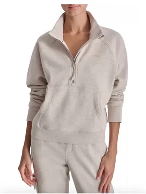 DKNY Sport Embroidered Logo Half Zip Pullover with Kanga Pocket Size XSmall thumbnail 1
