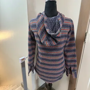 Burton Women's Colorful Stripe Serape Popover Sweatshirt Hoodie Half Button XS‎ thumbnail 6