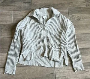Pistola Gray Ribbed Cardigan Sweater thumbnail 1