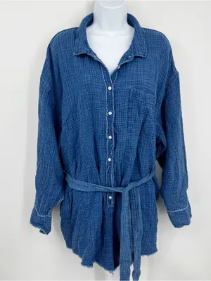 Aerie Blue Gauzy High Waisted Romper Size XL Boho thumbnail 2