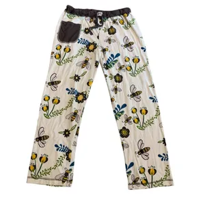 Lazy One Pajama Set Women‎ Size M Gray Queen Bee Graphic Floral Cotton Sleepwear thumbnail 5