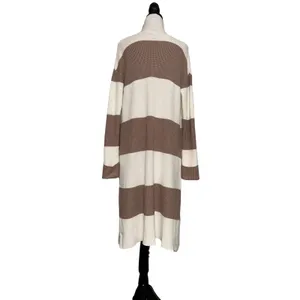The Limited Womens Longline Striped Cardigan Duster Tan Cream Size M thumbnail 4