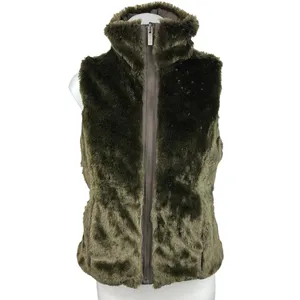 WeatherProof Reversible Green Fur Quilted Puffer High Neck Vest Jacket Coat Sz S thumbnail 2