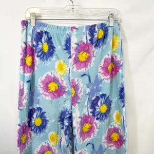 Mayfair Medium Pajama Set Floral Fleece Blue Pink Watercolor‎ Vivid NWT Gift 515 thumbnail 14