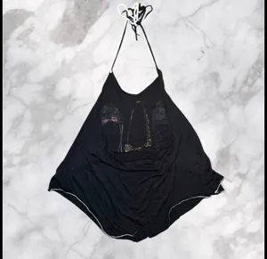 Vintage Y2K Halter Top Backless Flowy Ballet Flats Graphic Tank M thumbnail 4