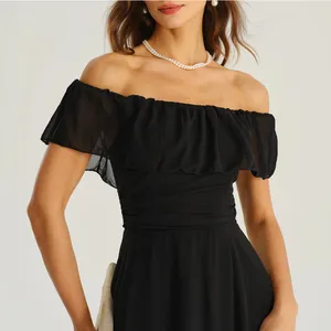 Rihoas Black Off The Shoulder A-Line Maxi Dress thumbnail 2