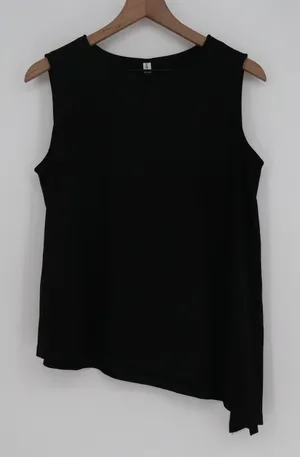 PrettyGarden Black Asymmetrical Hem Sleeveless Tank Top Size L thumbnail 1