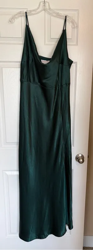 Birdy Grey Satin Formal Gown XXL Emerald Green Elegant Bridesmaid Z3 thumbnail 1