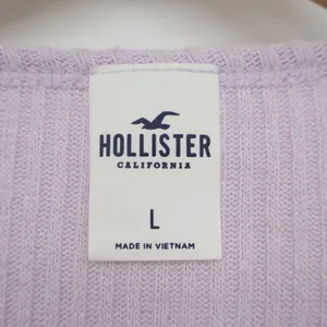 Hollister Faux Wrap Crop Top Womens L Purple Stretch V Neck Long Sleeve Ribbed thumbnail 3