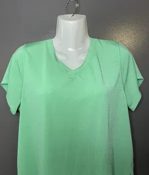 FP Movement Shirt Womens Medium Green V Neck Open Back Cutout Short Sleeve Yoga thumbnail 1