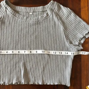 Women's Gray Waffle Knit Two-Piece Loungewear Shorts Set Size Small thumbnail 4