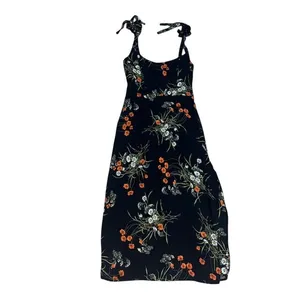 Reformation Besse Floral‎ Tie Strap Midi Dress Black 2 thumbnail 3