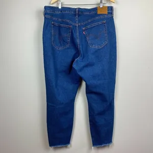 Levis Wedgie‎ Skinny Jeans 20W Dark Wash Denim Ankle Button Fly Fray Distressed thumbnail 4