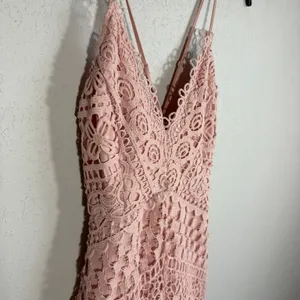ASTR the Label Light Pink Lace Overlay V-Neck Mini Dress Womens S Coquette thumbnail 2