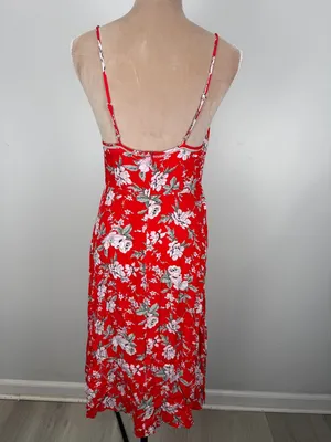 Lulu's Red Floral Spaghetti-Strap Midi Dress thumbnail 3