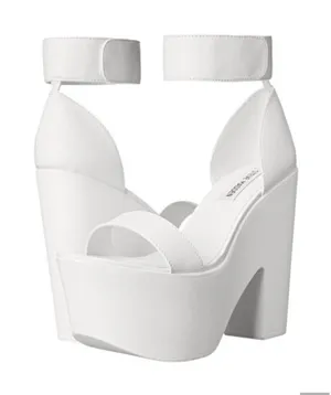 Steve Madden White Lavaa Platform Sandal Heels thumbnail 1