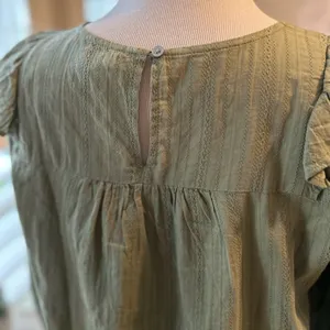 LOFT Ruffle Army Green Top Small thumbnail 4