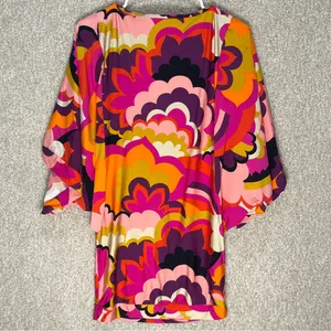 Imperfect Trina Turk retro‎ floral caftan tunic dress xs swim cover resort dress thumbnail 3