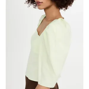 NEW Vince Draped Square Neck Top in Honeydew‎ thumbnail 2