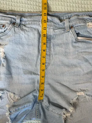 Levis 501 Original Denim Jean Shorts Womens Plus 18W Light Wash Distressed Jorts thumbnail 8