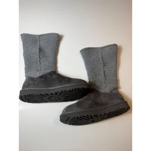 UGG Shaina Sweater Knit Cuff Boots Gray Suede Women's 8 1012534 thumbnail 3