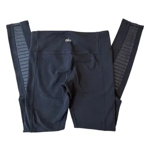 Alo Yoga Moto Panel Leggings Womens XS Black Ribbed Mesh High Performance Active thumbnail 2