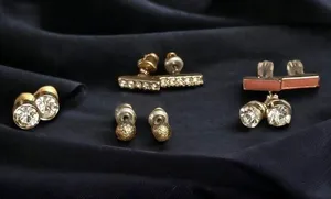 Gold tone stud earring lot thumbnail 1