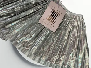 Savage X Fenty Silver Metallic PLEATED LAMÉ SHORT thumbnail 6