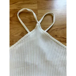 Zara NWT White Ribbed Bodysuit Cutout One Piece Thong Halter Top sz M y2k thumbnail 2