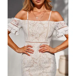 Twosisters the Label Erica White Lace Off the Shoulder Mermaid Midi Dress thumbnail 2