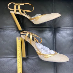 Prada Gold and Cream Slingback Heels thumbnail 4