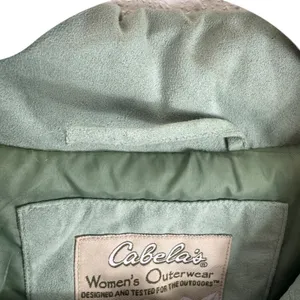 Cabela's‎ Green Collared Quilted Line Button Up Jacket Pockets Size XL thumbnail 8