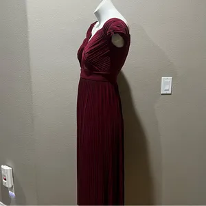 Asos design fuller bust lace and pleat bardot burgundy dress size 4 nwt thumbnail 6