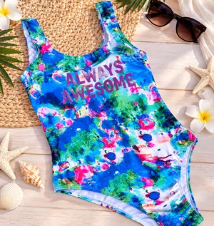 Emme Jordan Womens 'Always Awesome' One-Piece Swimsuit Colorful thumbnail 1