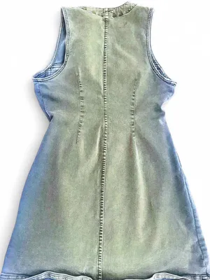 Free People Clean Break Denim Mini Dress Green Acid Wash Stretch Denim Size 8 thumbnail 7