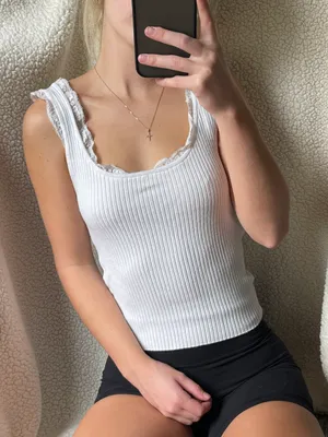 White Lace Trim Tank Top thumbnail 2