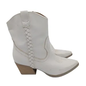 DV Dolce Vita Karyn White Western Ankle Boots Women 8.5 Braided Pointed Toe thumbnail 1