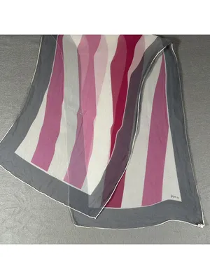 Vintage 70's Vera Neumann Vintage Pink, White, and Gray Striped Scarf thumbnail 2