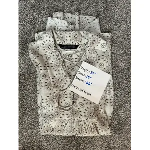 Zara Women's S‎ Oyster Eyelet Print Lace-Up Mini Smocked Boho Chic Dress thumbnail 4