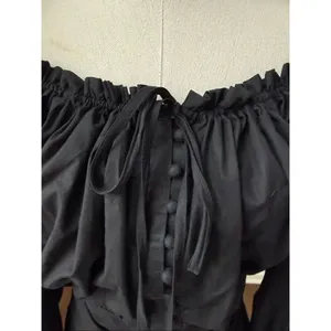 Rye Black Goth Whimsigoth Cottagecore Peasant Blouse Cotton M Black Size M thumbnail 7