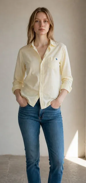 Abercrombie Vintage 1892 Yellow Logo Button Up Long Sleeve Oxford Blouse Size S thumbnail 1