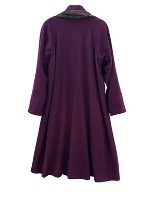 Vintage Casual Corner Purple Wool Long Coat USA Made Trench Scarf Purple Size 8 thumbnail 7