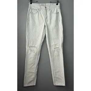 American Eagle Outfitters Tomgirl Jeans Size 6 X Long Blue White Striped Denim thumbnail 3