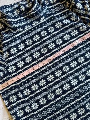 Lands' End Pullover Womens Fleece Mock Neck Large Faire Isle Snowflake Print EUC thumbnail 4