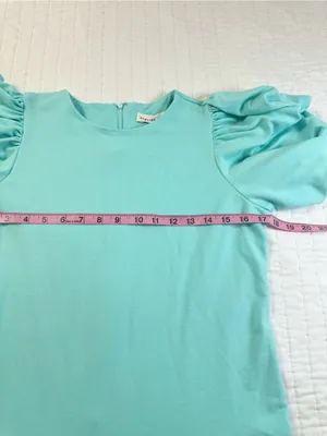 English Factory 100% Cotton Women’s XS Puff Sleeve Mini Dress in Mint Green thumbnail 8