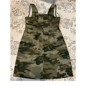 No Boundaries Camo Cotton Dress Square Neck Camouflage Mini Slit Y2K Small thumbnail 5