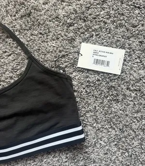 Splits59 Black Sports Bra with White Striped Underband thumbnail 3