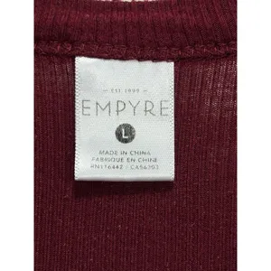 Empyre Burgundy Ribbed Lace Up‎ V Neck Long Sleeve Size Large Midi Dress thumbnail 3