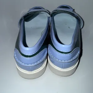 Tory Burch Sport Patent Leather Pocket Tee Golf Loafers 8 Color Block Green Blue thumbnail 3